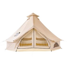Oxford Bell Tent, 4 Seasons 13.12 ft Yurt Tent for Camping with Stove Jack, Waterproof Breathable Holds up to 4 People with Zipped Detachable Floor