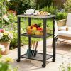 Outdoor barbecue cart, grill, with storage rack