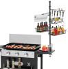 Enhanced barbecue rack storage unit with tissue holder, carbon steel grill rack featuring storage basket and 10 hooks