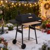 Charcoal barbecue grill, backyard picnic cookware, black