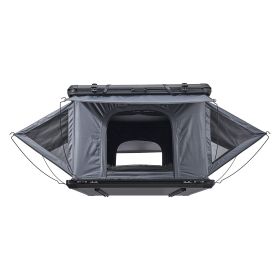 Rooftop Tent Hard Shell, 2-3 Person Aluminum Roof Top Tent Hardshell with Tri-Color LED Light, Thick Mattress & 2 Windows