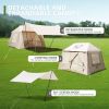 5.72m² Outdoor Inflatable Camping Tent With Canopy, Easy Setup 4 Season Windproof Glamping Tent with Mesh Windows & Pump, Outdoor Cotton Tent