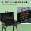 Charcoal barbecue grill, backyard picnic cookware, barbecue grill, black