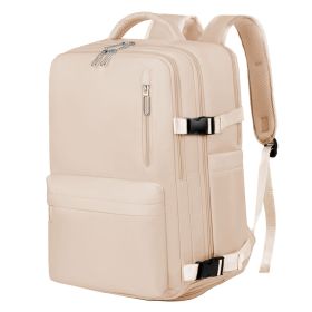 Travel Backpack for Women, 15.6 Inch Laptop Backpack with USB Charging Hole, College Bookbag, Large Capacity Black Computer Backpacks for Work (Color: Beige)